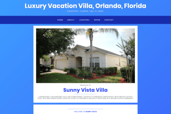 Sunny Vista Villa Homepage